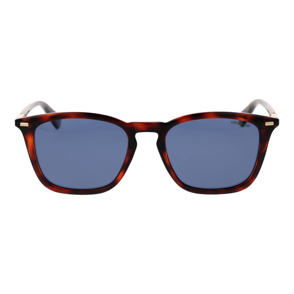Polaroid brown polycarbonate sunglasses with rounded frames and tinted lenses, stylish and durable for everyday wear.