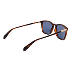 Polaroid brown polycarbonate sunglasses with rounded frames and tinted lenses, stylish and durable for outdoor wear.
