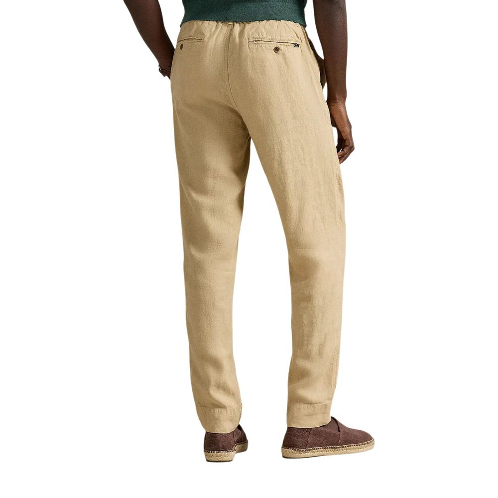 Lyle & Scott Beige Linen Casual Pants Lyle & Scott