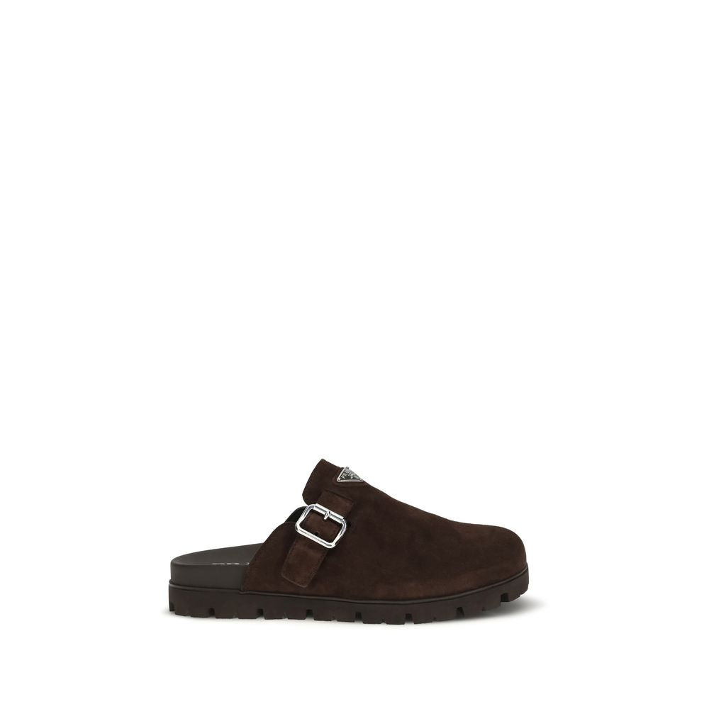 Prada Brown Calf Leather Bos Taurus Mules Prada