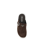 Prada Brown Calf Leather Bos Taurus Mules