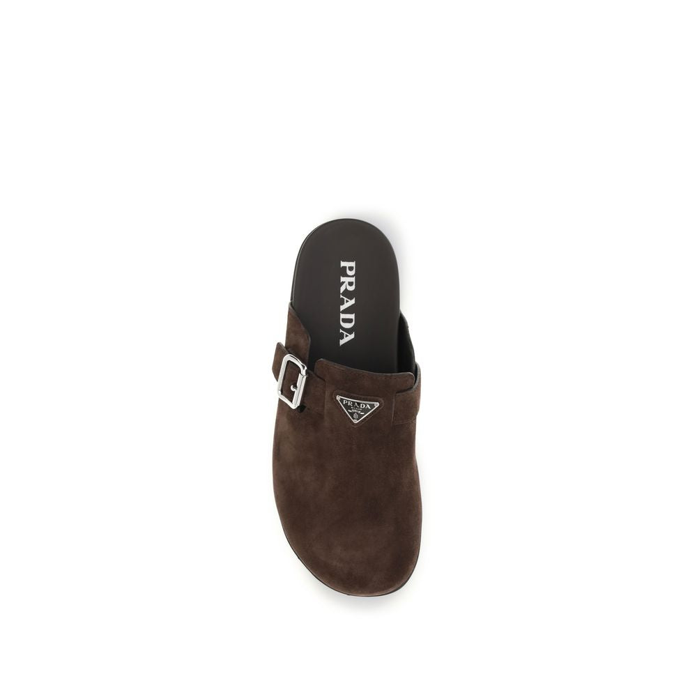 Prada Brown Calf Leather Bos Taurus Mules Prada