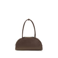Miu Miu brown calf leather Bos Taurus shoulder bag with gold-tone hardware and adjustable strap, stylish and elegant accessory.