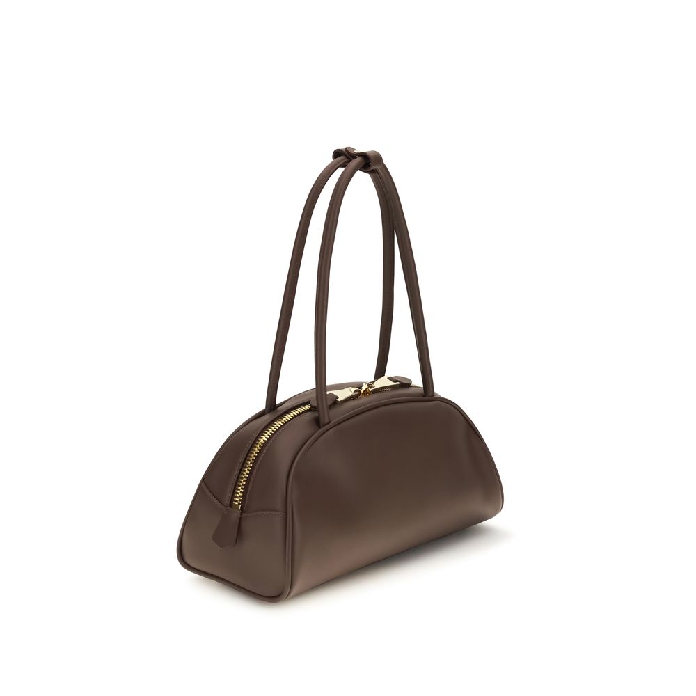 Brown calf leather Miu Miu Bos Taurus shoulder bag with gold-tone hardware and structured design.