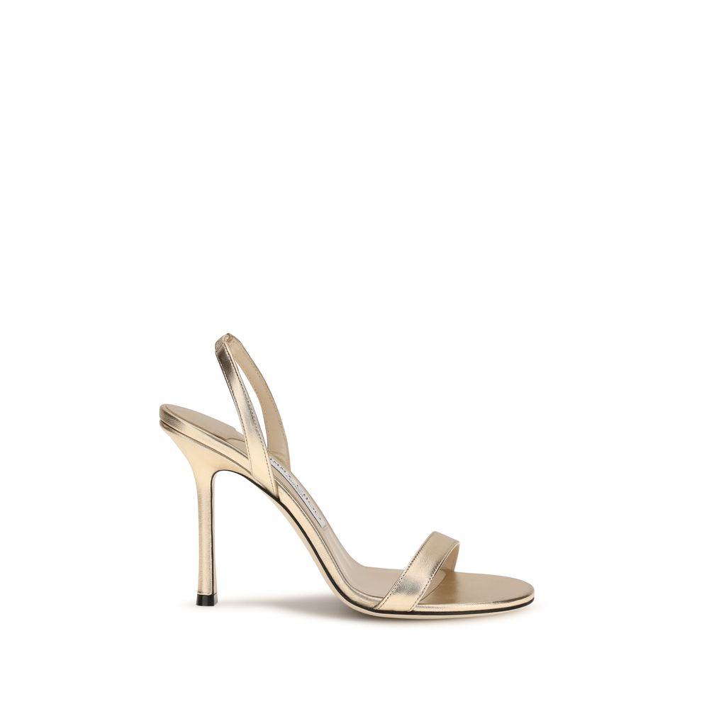 Jimmy Choo Gold Calf Leather Bos Taurus Stiletto Heel Sandals Jimmy Choo