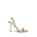 Jimmy Choo Gold Calf Leather Bos Taurus Stiletto Heel Sandals Jimmy Choo