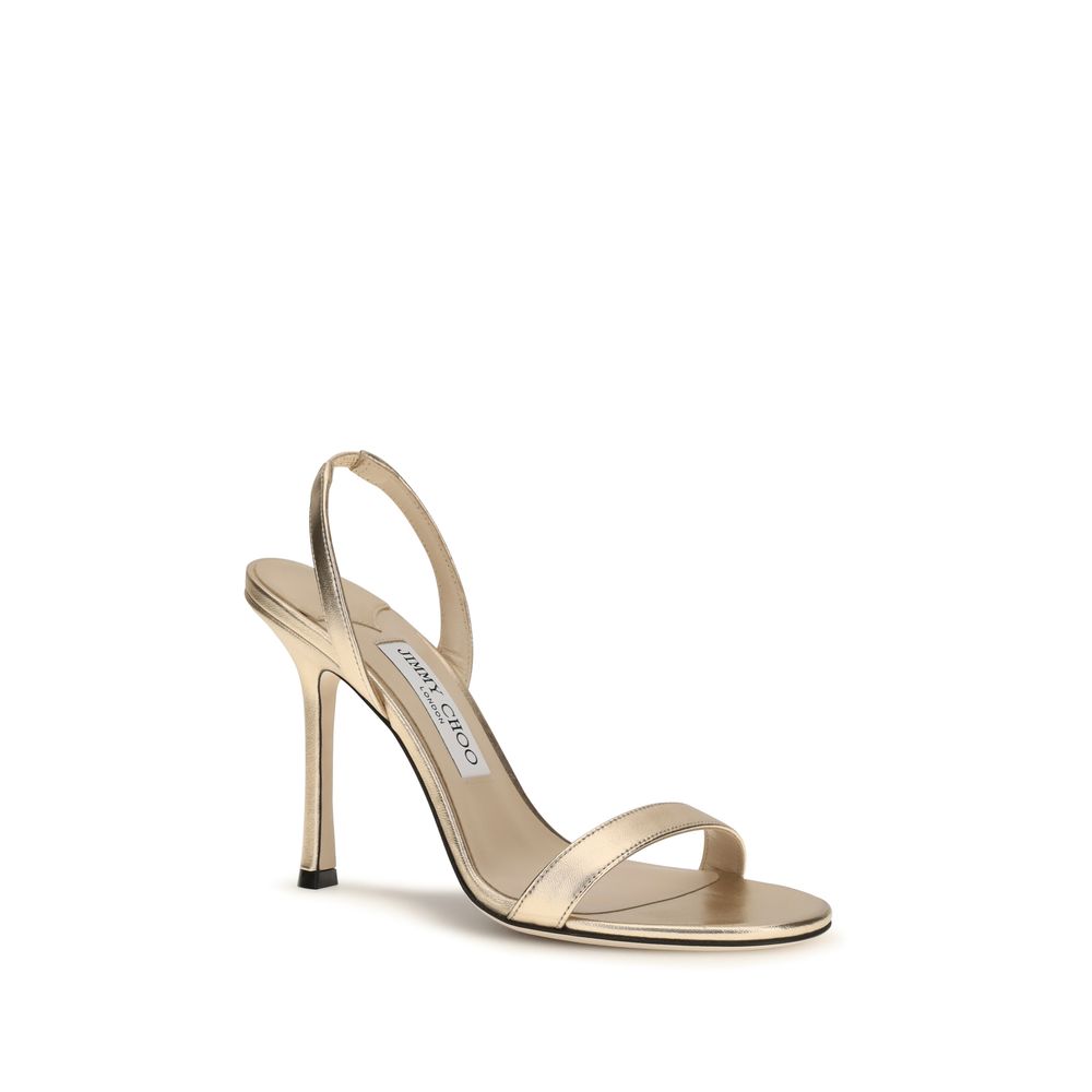 Jimmy Choo Gold Calf Leather Bos Taurus Stiletto Heel Sandals Jimmy Choo