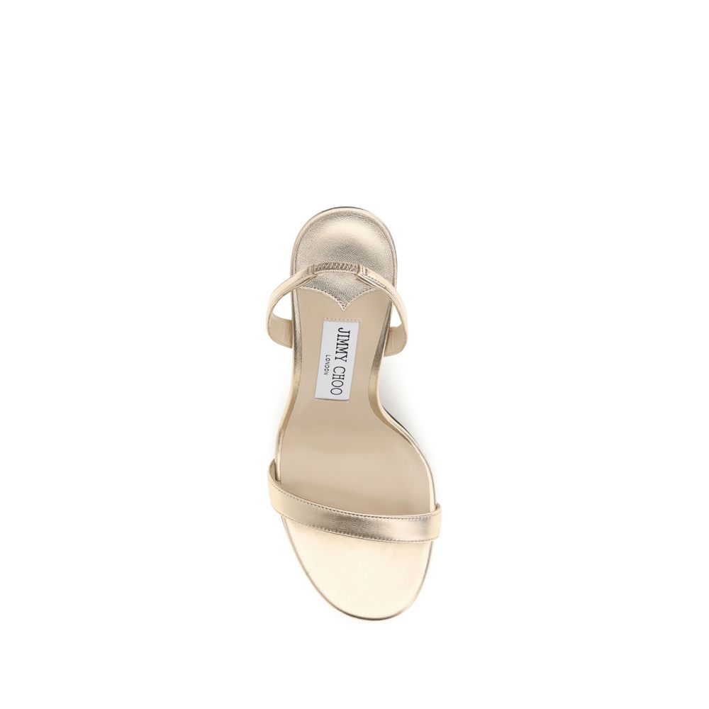 Jimmy Choo Gold Calf Leather Bos Taurus Stiletto Heel Sandals Jimmy Choo