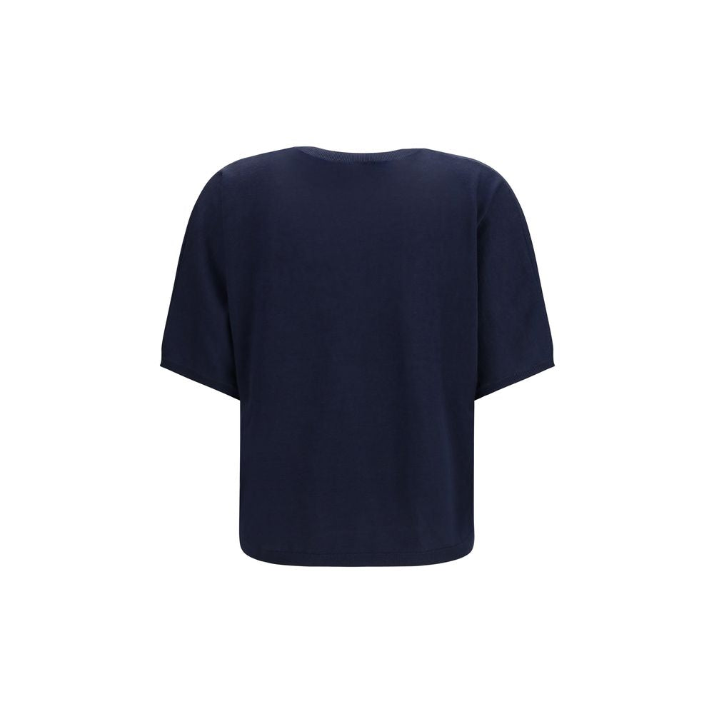 Brunello Cucinelli blue cashmere sleeveless sweater displayed on a hanger, showcasing soft, luxurious knit fabric.