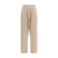 Beige Brunello Cucinelli cashmere casual pants with a relaxed fit, featuring soft fabric and classic design.