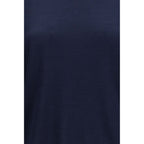 Brunello Cucinelli blue cashmere sleeveless sweater displayed on a hanger, showcasing soft luxury fabric and classic design.