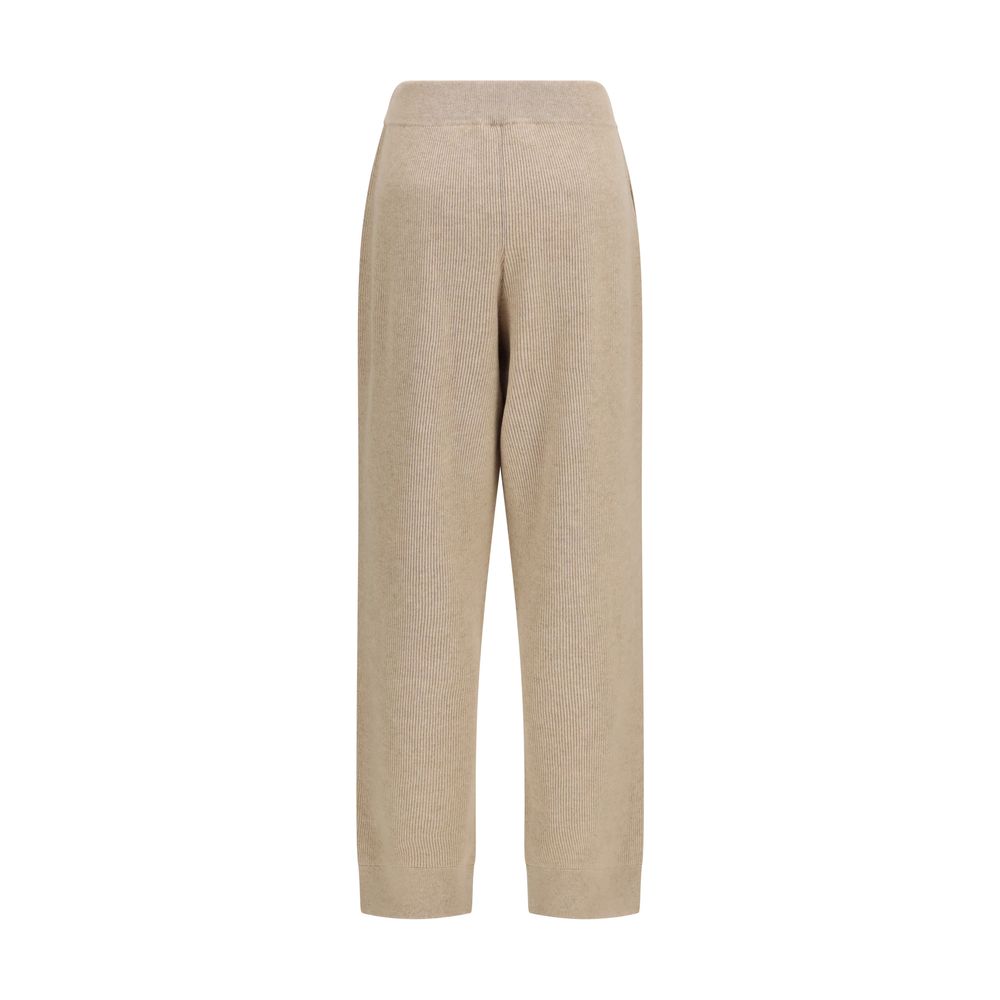 Beige Brunello Cucinelli cashmere casual pants featuring a relaxed fit and elegant design, perfect for comfortable, stylish wear.
