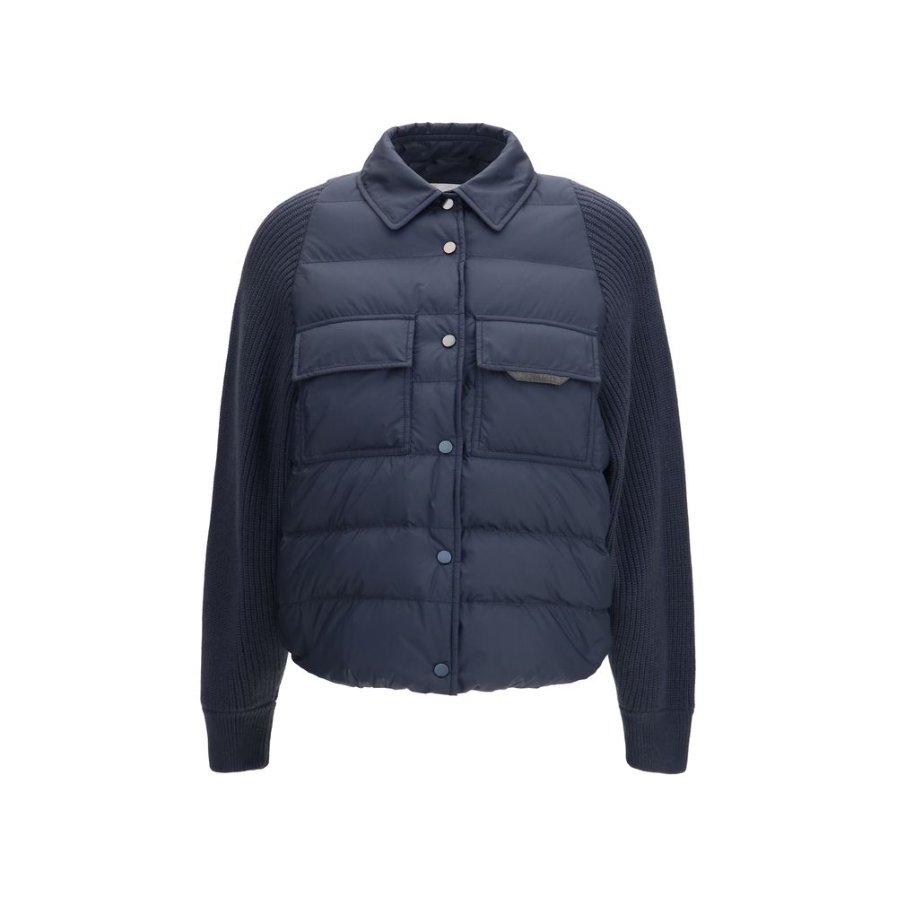 Brunello Cucinelli Blue Polyester Jacket Brunello Cucinelli