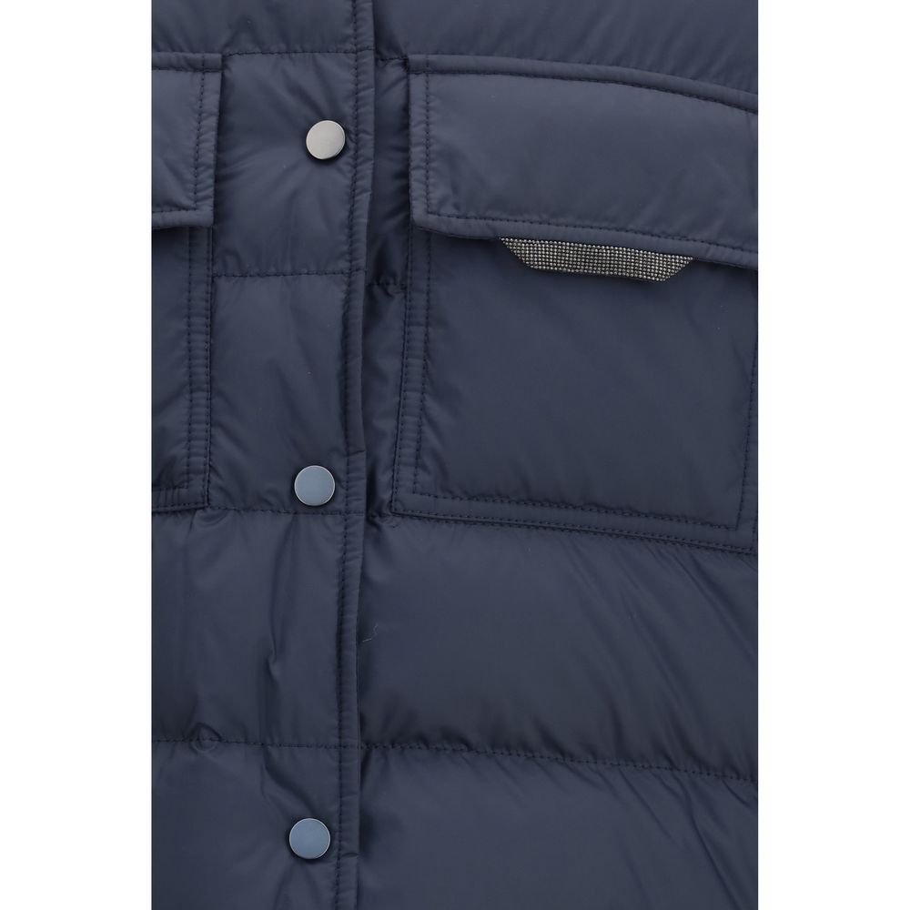 Brunello Cucinelli Blue Polyester Jacket Brunello Cucinelli