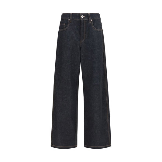 Brunello Cucinelli Blue Cotton Straight-Leg Jeans Brunello Cucinelli