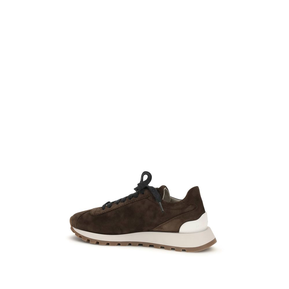 Brunello Cucinelli Brown Calf Leather Bos Taurus Athletic Sneakers Brunello Cucinelli
