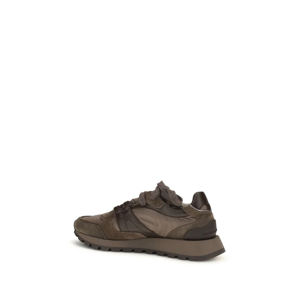 Brunello Cucinelli Brown Calf Leather Bos Taurus Athletic Sneakers Brunello Cucinelli