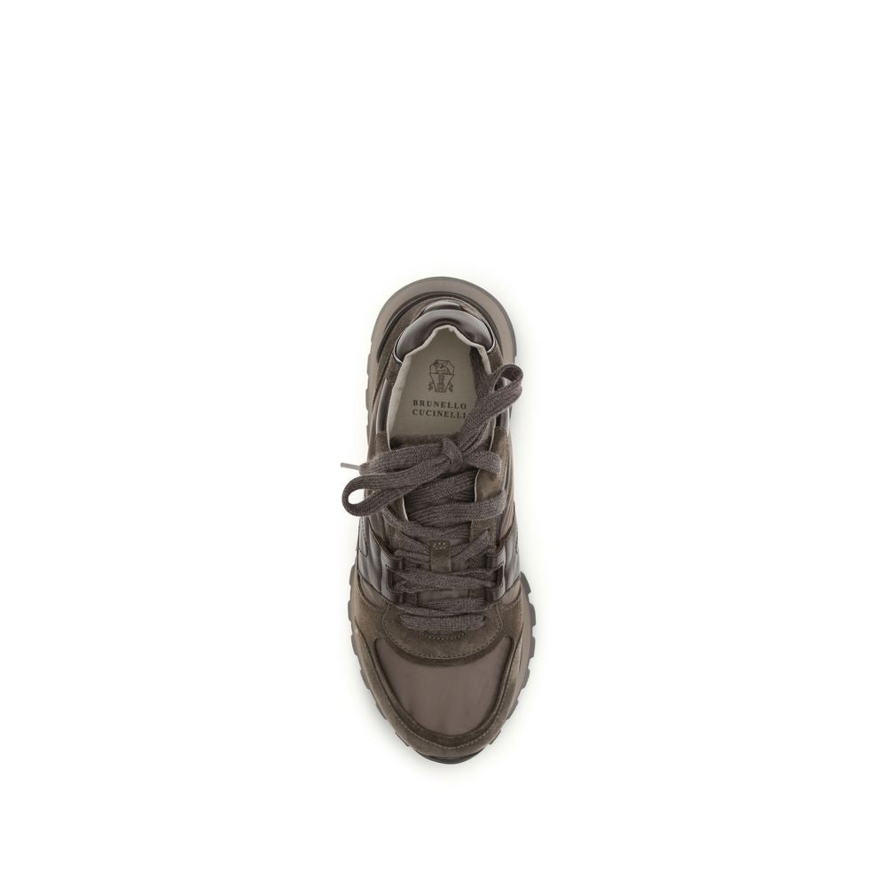 Brunello Cucinelli Brown Calf Leather Bos Taurus Athletic Sneakers Brunello Cucinelli