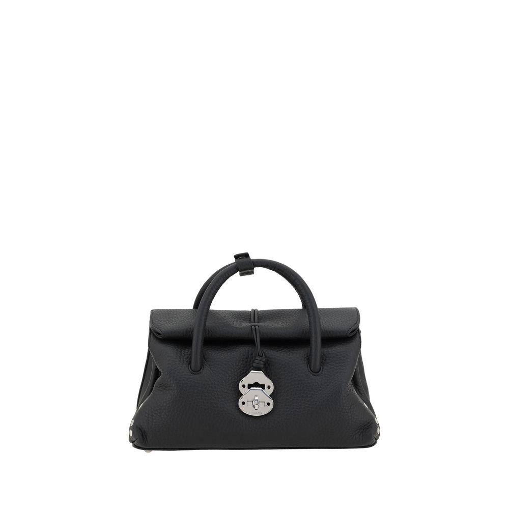 Zanellato black calf leather Bos Taurus shoulder bag with sleek design and silver hardware, showcasing its elegant craftsmanship.