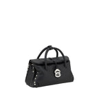 Zanellato black calf leather Bos Taurus shoulder bag with sleek design and silver-tone hardware, stylish and elegant accessory.