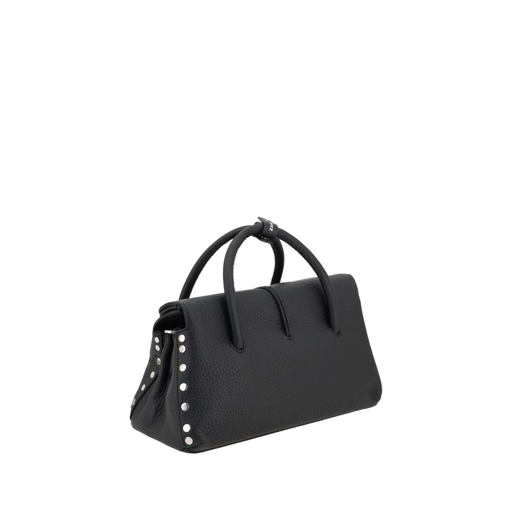 Zanellato black calf leather Bos Taurus shoulder bag with sleek design and polished finish.