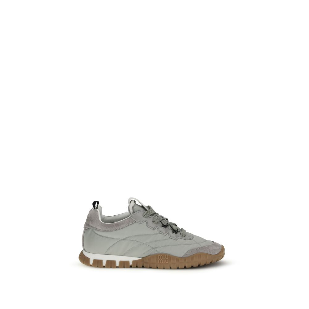Miu Miu Gray Recycled Polyamide Athletic Sneakers Miu Miu