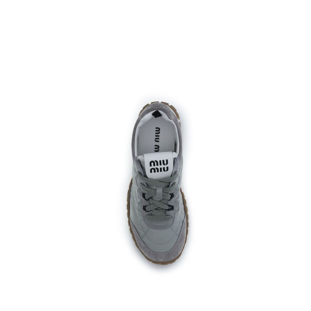 Miu Miu Gray Recycled Polyamide Athletic Sneakers Miu Miu