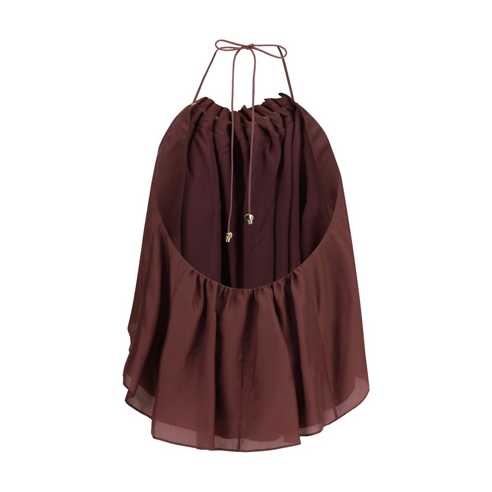 Zimmermann Bordeaux Silk Sleeveles T-Shirt Zimmermann