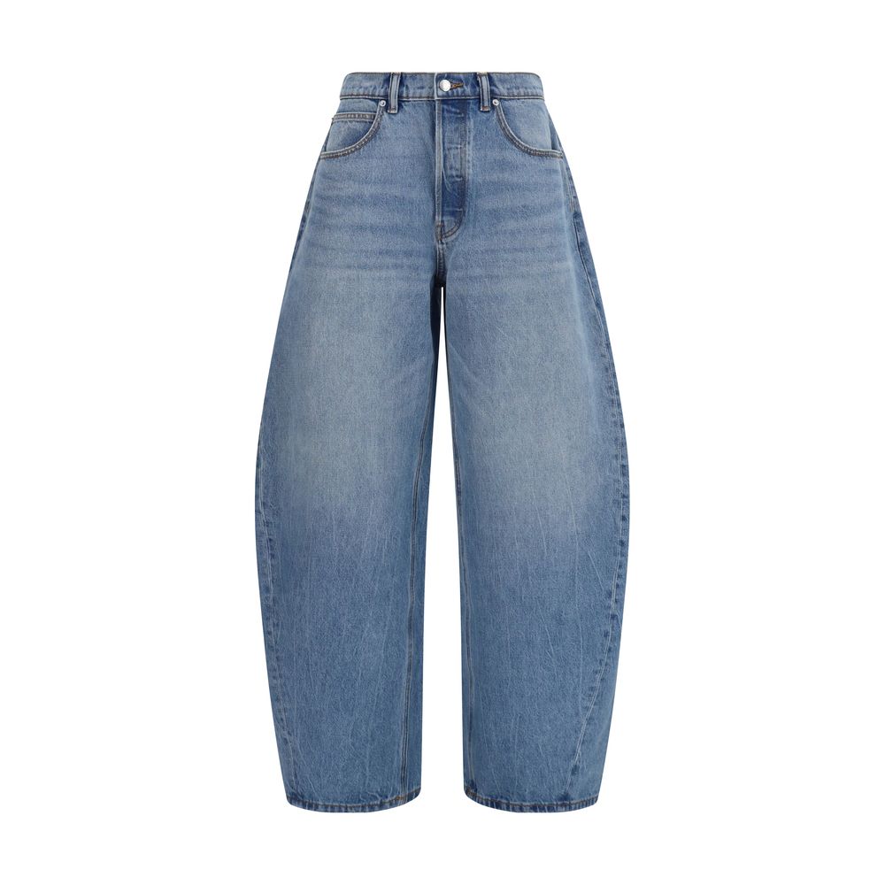 Alexander Wang blue cotton denim jeans, classic fit with visible stitching and belt loops, casual style for everyday wear.