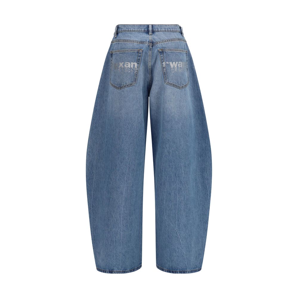 Alexander Wang blue cotton denim jeans with classic five-pocket design and straight-leg fit.