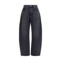 Black cotton denim jeans by Alexander Wang, showcasing a slim fit with classic five-pocket design and subtle branding details.