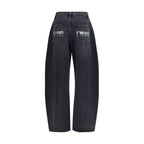 Alexander Wang black cotton denim jeans displayed flat, showing classic five-pocket design and sleek, modern fit.