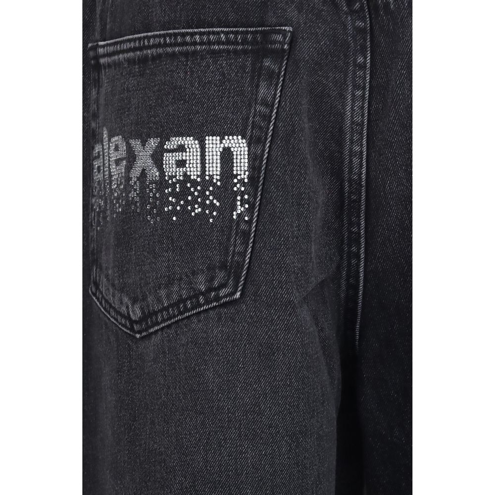 Alexander Wang black cotton jeans with classic denim design, front view showing fit and stitching details.