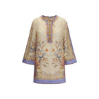 Zimmermann multicolor linen casual dress with relaxed fit and floral pattern, perfect for summer wear.