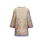 Zimmermann multicolor linen casual dress displayed flat with vibrant patterns and lightweight fabric, perfect for warm weather.