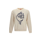 Kenzo beige cotton sweatshirt with a relaxed fit and subtle branding, displayed on a hanger against a neutral background.