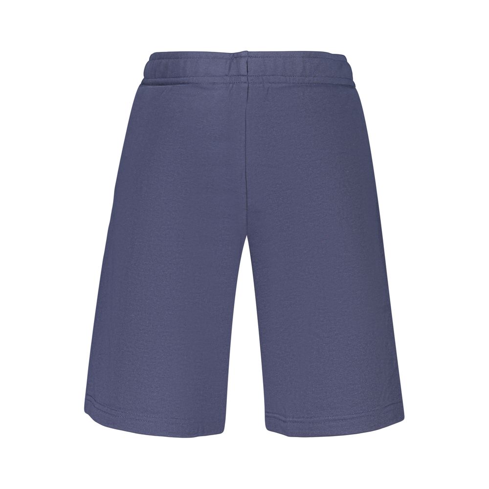 Fila blue cotton men's pants displayed on a hanger, showcasing a casual and comfortable fit.