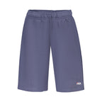 Fila blue cotton men's pants laid flat, showing the relaxed fit and classic design with subtle branding details.