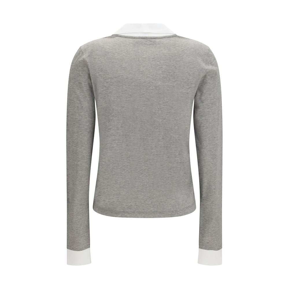 Miu Miu Gray Cotton Long Sleeve T-Shirt Miu Miu