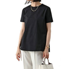 Herno black cotton T-shirt displayed on a hanger with a classic round neckline and short sleeves.