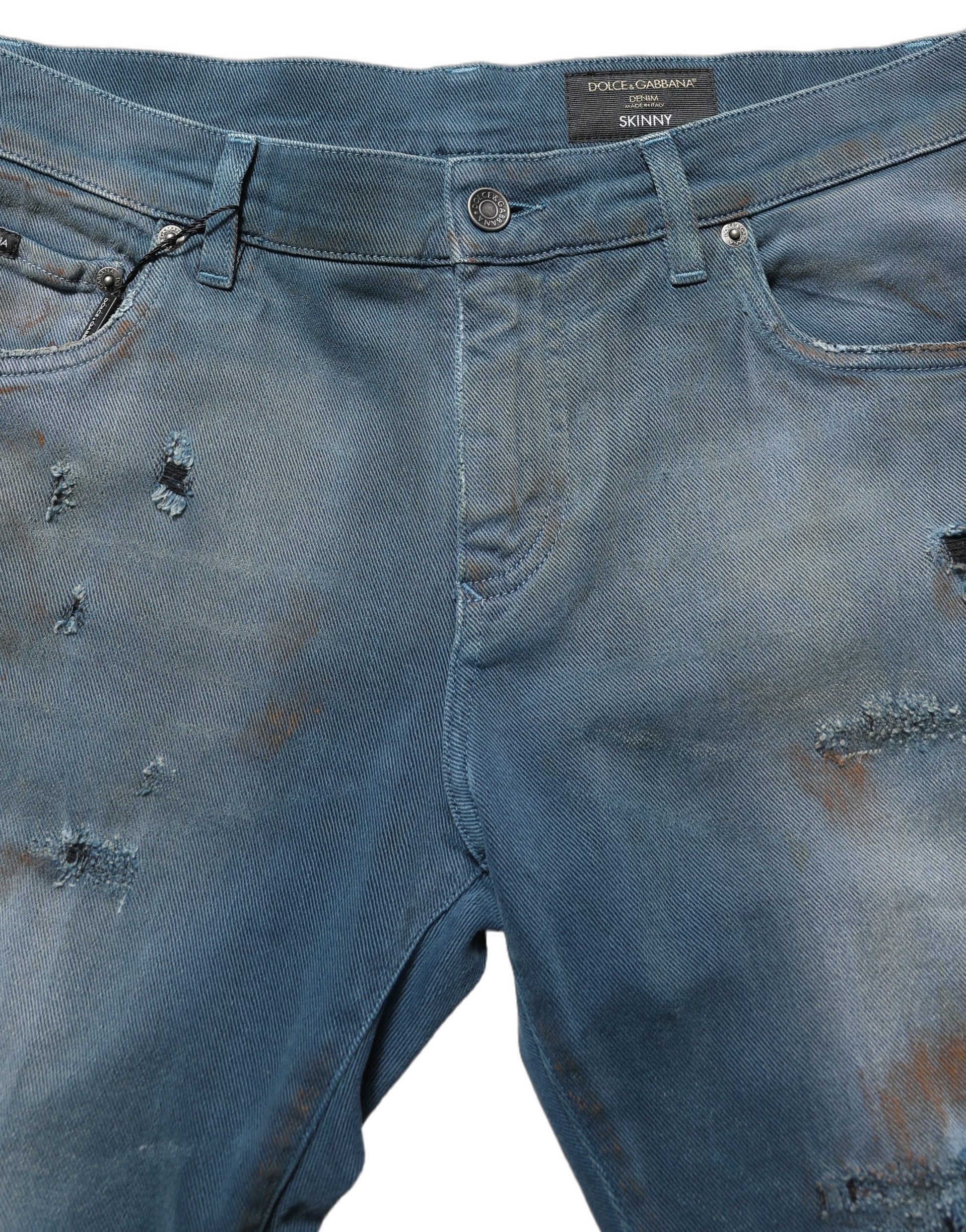 Dolce & Gabbana Blue Distressed Mid Waist Skinny Denim Jeans Dolce & Gabbana