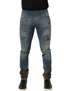 Dolce & Gabbana Blue Distressed Mid Waist Skinny Denim Jeans - Eljoys Fashion 