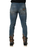 Dolce & Gabbana Blue Distressed Mid Waist Skinny Denim Jeans - Eljoys Fashion 