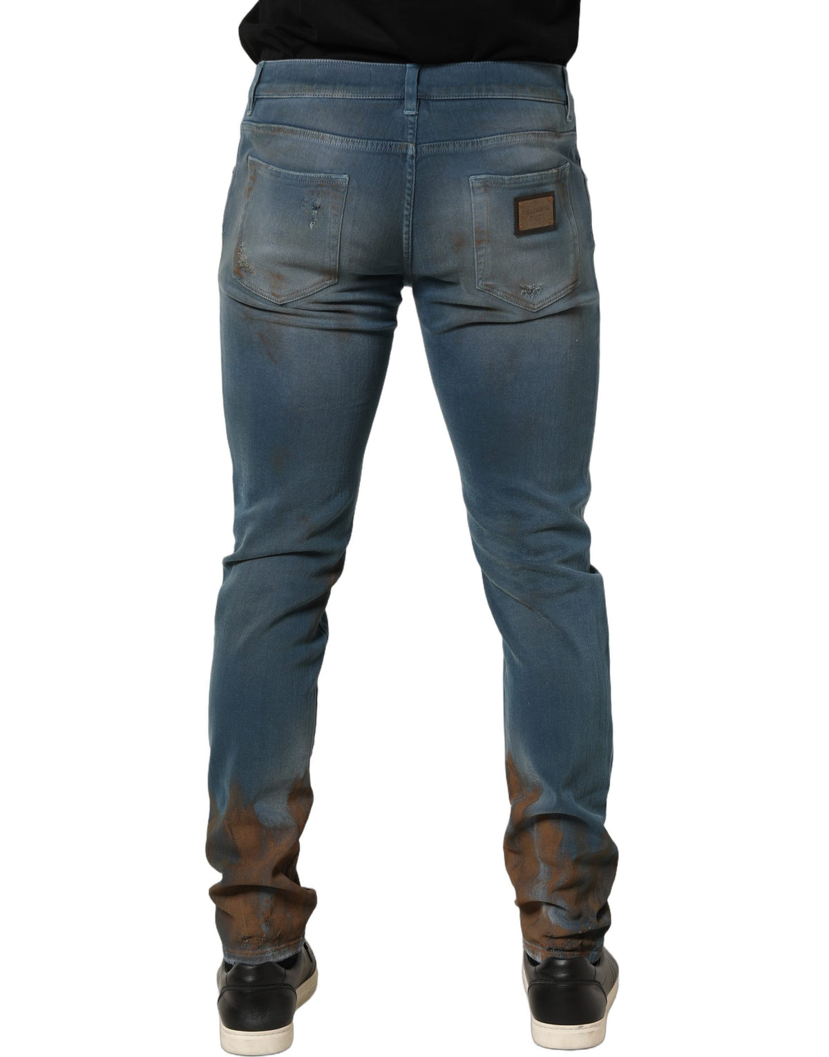 Dolce & Gabbana Blue Distressed Mid Waist Skinny Denim Jeans - Eljoys Fashion 