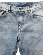 Dolce & Gabbana Blue Washed Mid Waist Straight Men Denim Jeans