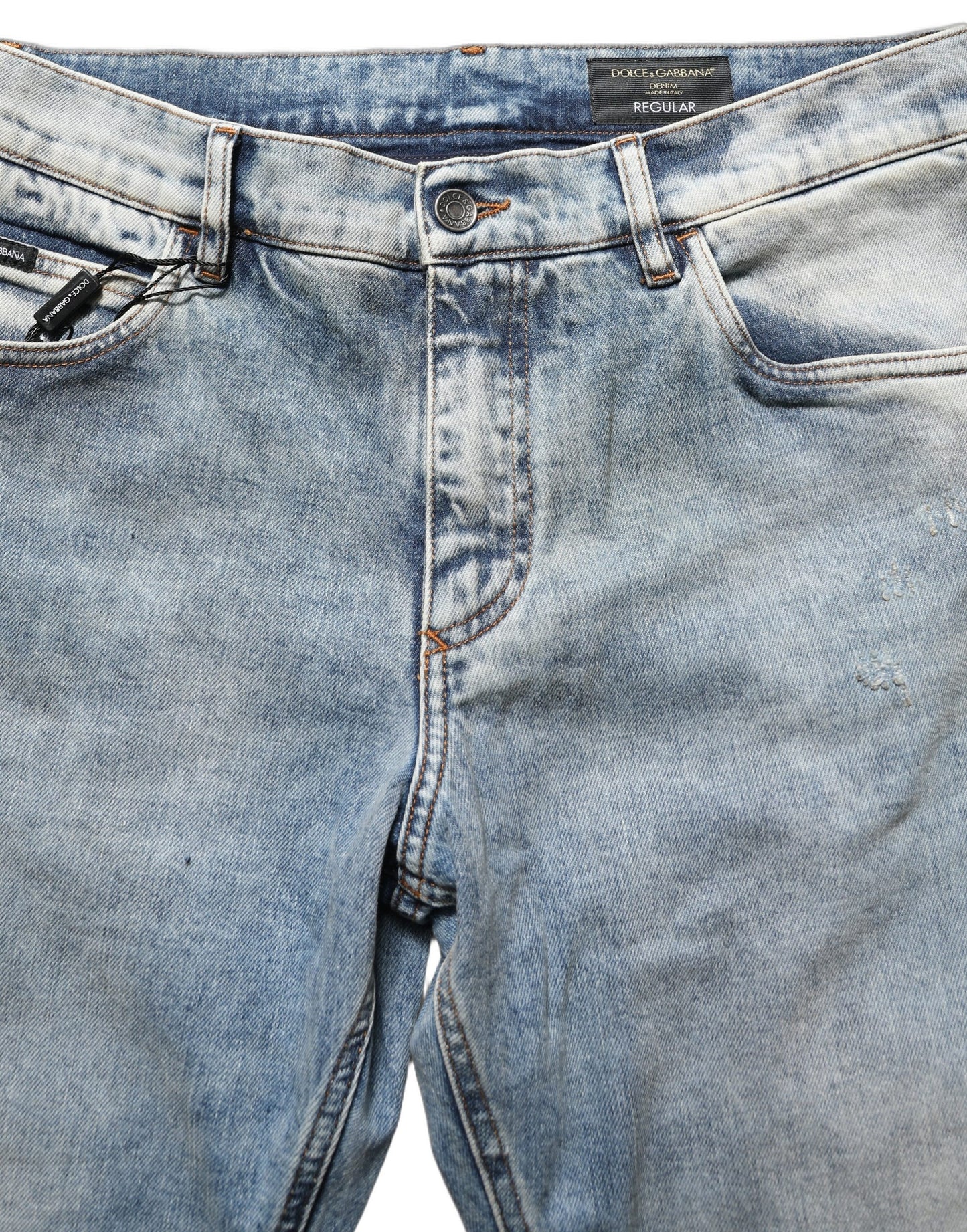 Dolce & Gabbana Blue Washed Mid Waist Straight Men Denim Jeans Dolce & Gabbana