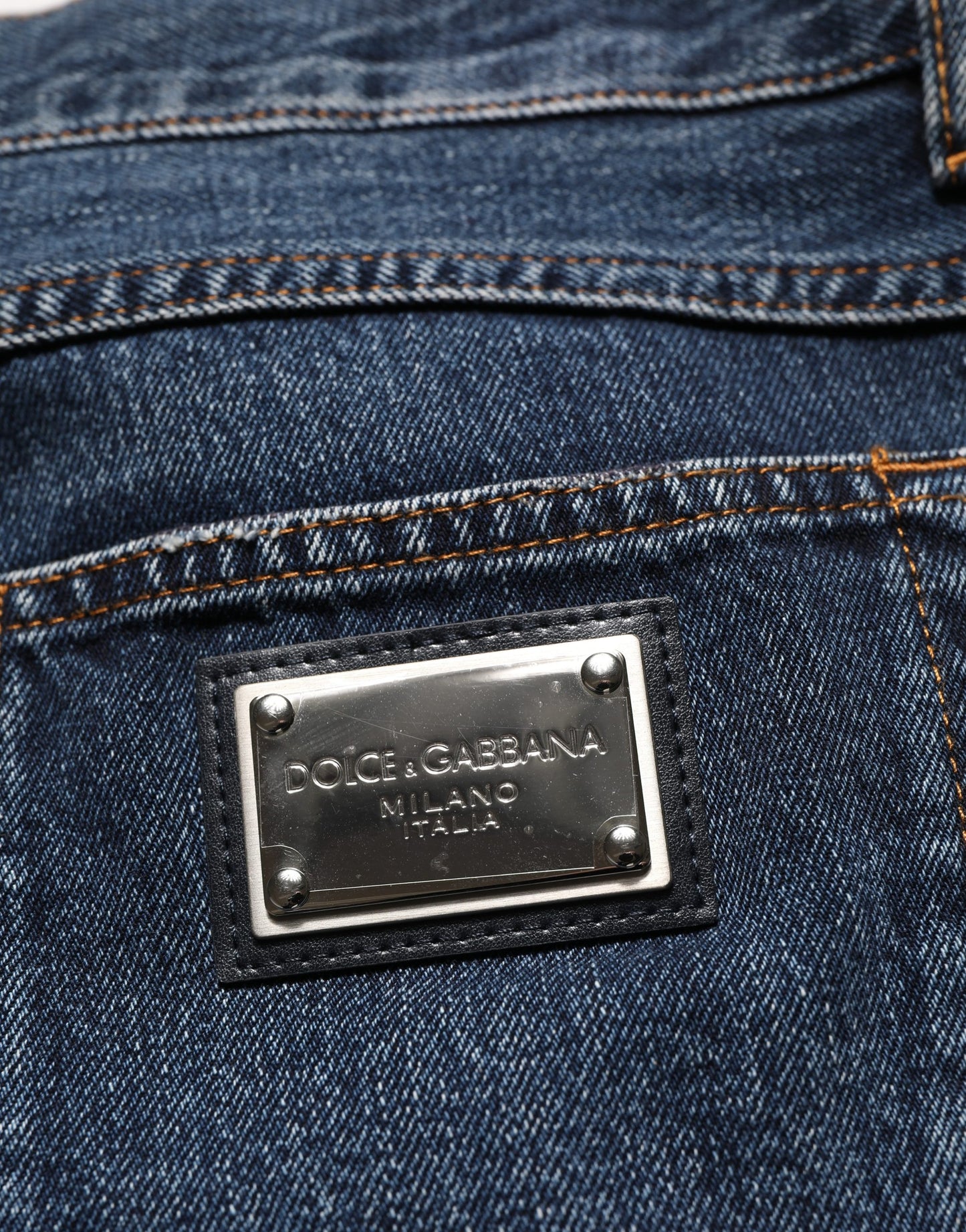 Dolce & Gabbana Dark Blue Washed MidWaist Straight Denim Jeans Dolce & Gabbana