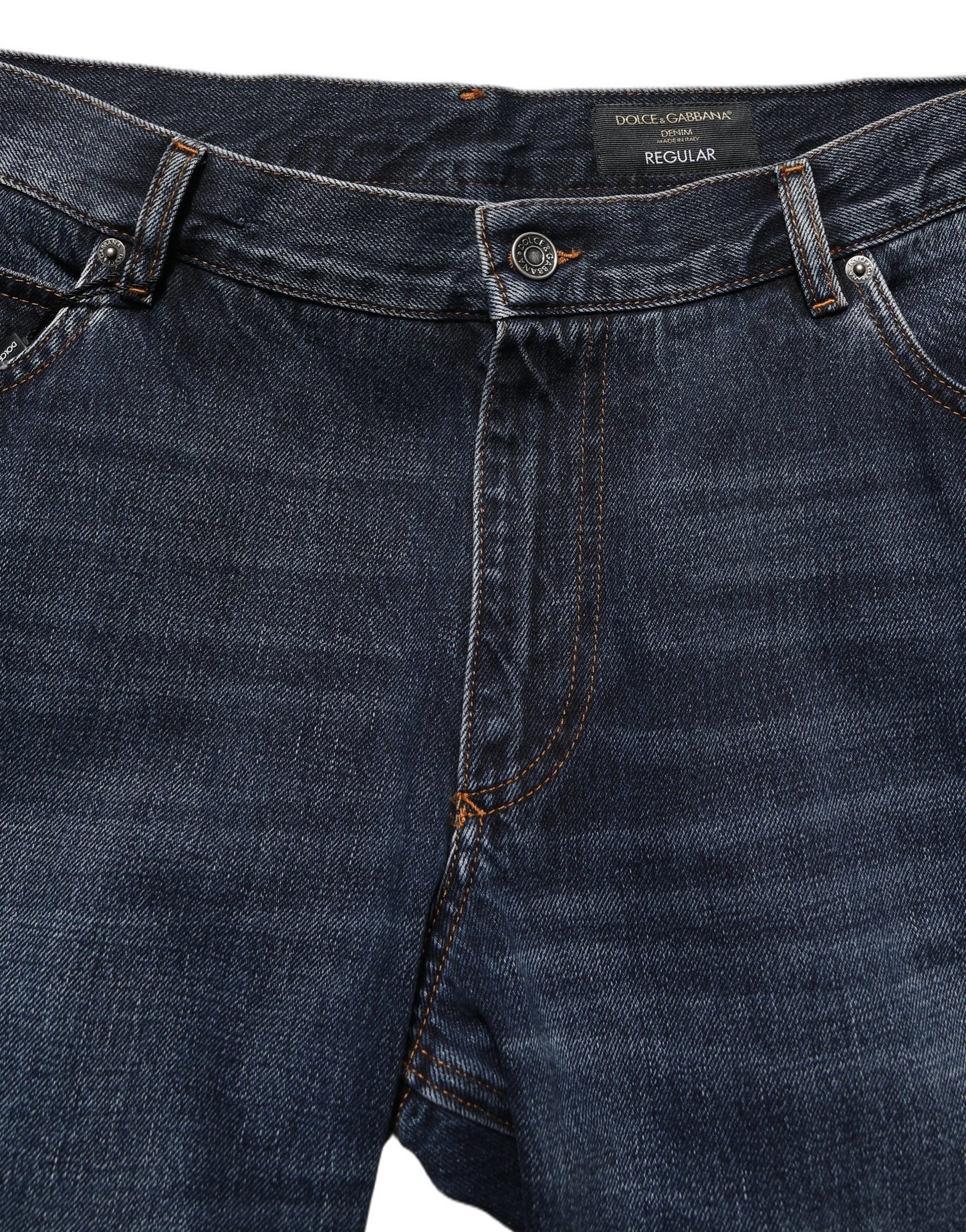Dolce & Gabbana Dark Blue Washed MidWaist Straight Denim Jeans Dolce & Gabbana