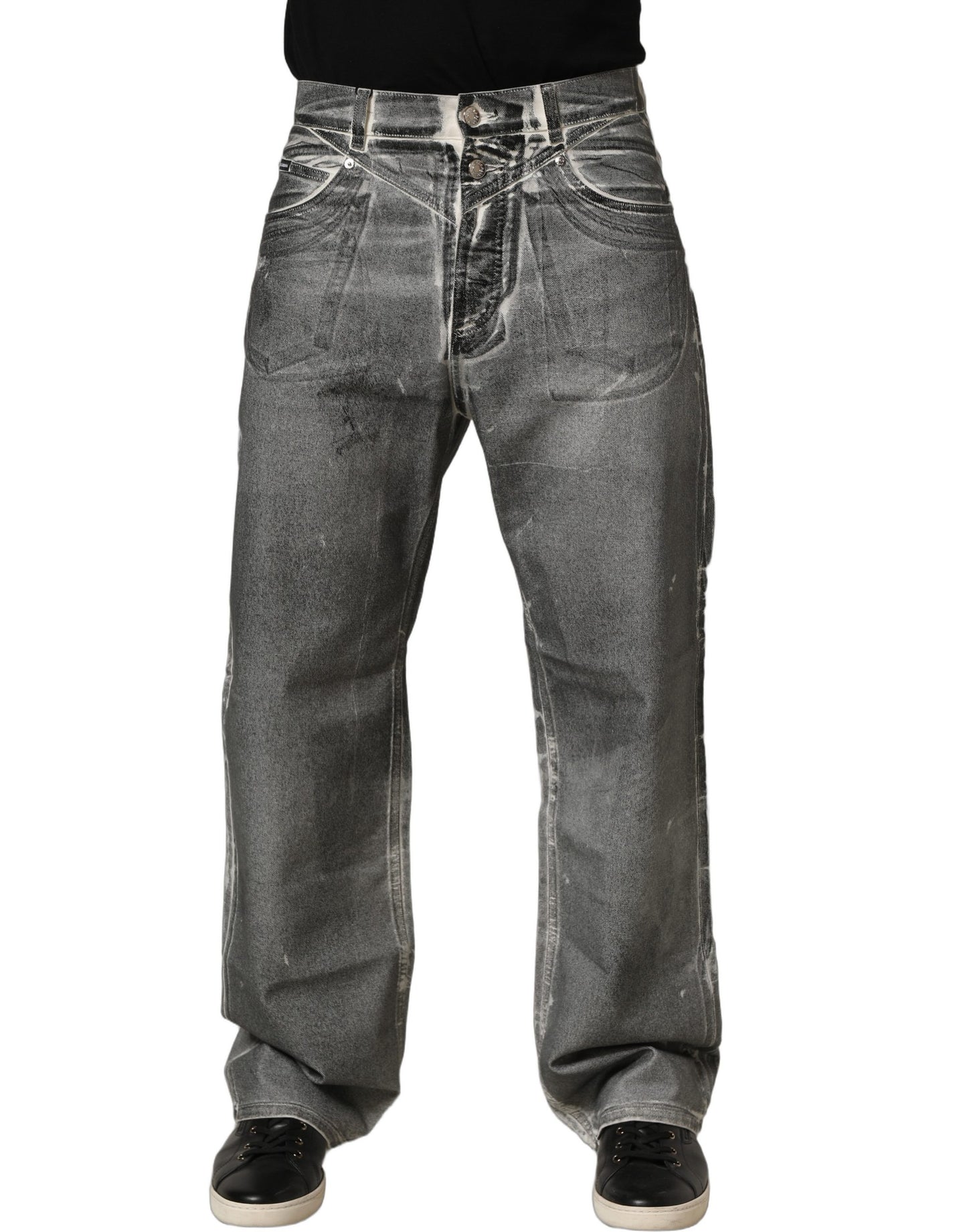 Dolce & Gabbana Grey Washed Mid Waist Straight Denim Jeans Dolce & Gabbana