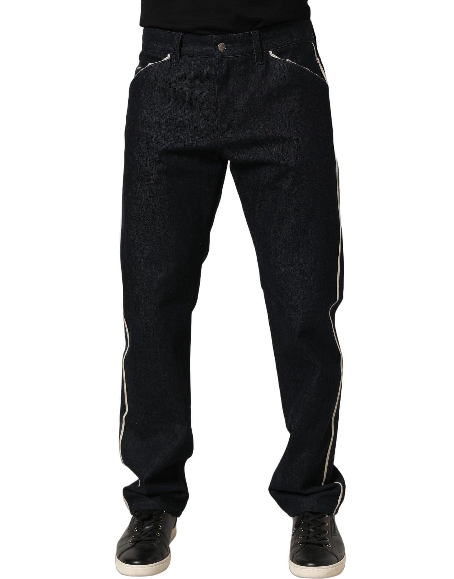 Dolce & Gabbana Black Cotton Mid Waist Classic Men Denim Jeans Dolce & Gabbana